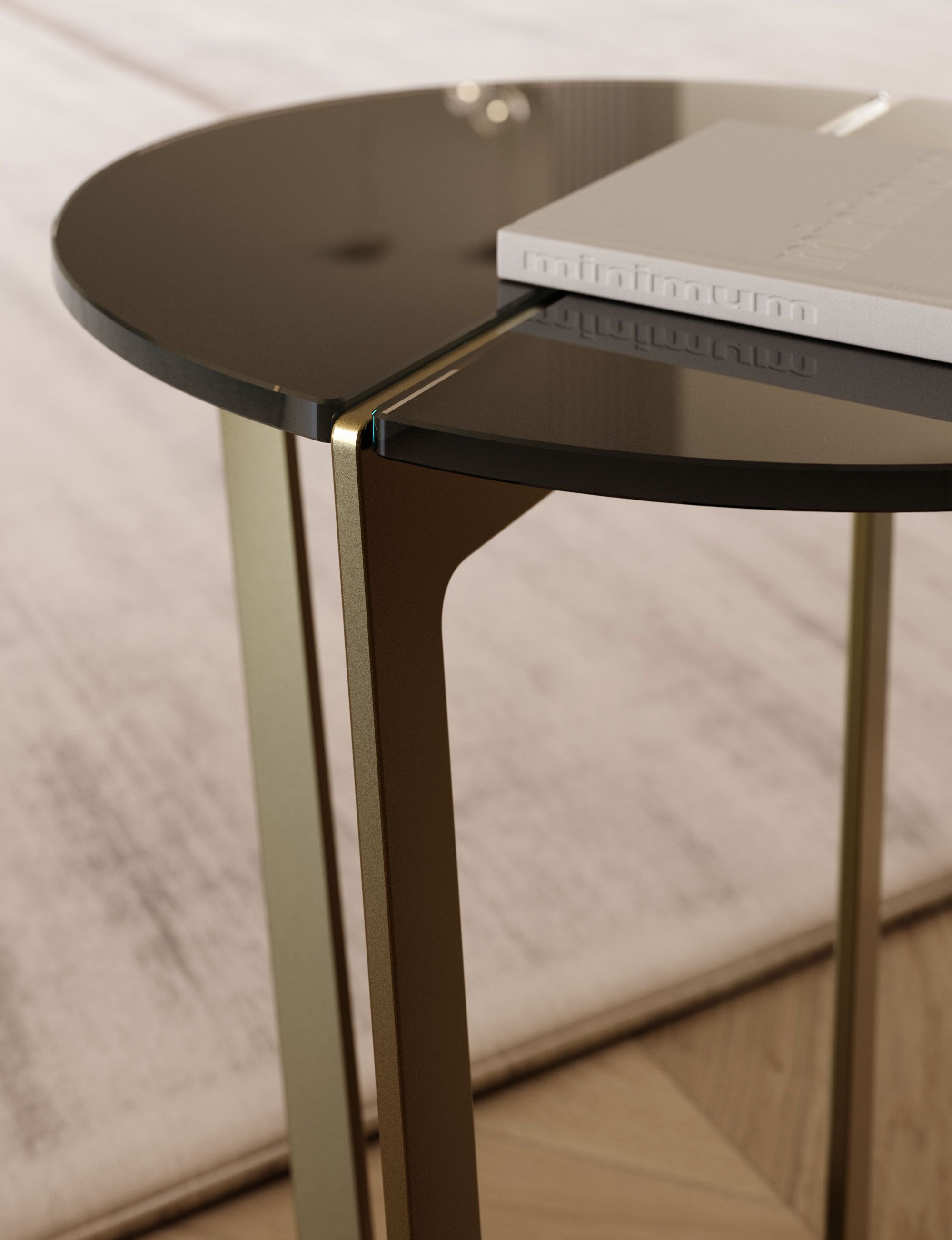 Круглый стол из стали и хрусталя Bontempi Casa CROSS MINI ARCH-00149997 - Вид №1