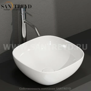 B6Q38BI Накладная раковина на столешницу  квадратная Ceramica Globo T-EDGE