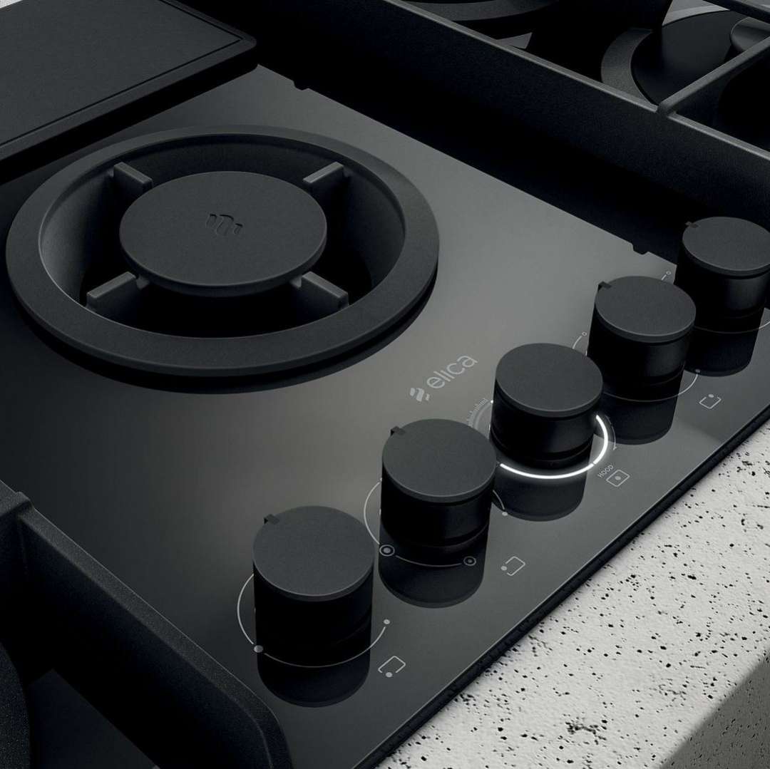 NIKOLATESLA FLAME BL/F/88-PRF0147741A Газовая варочные панели / газ, с вытяжкой, 900 м3/ч, черная Elica  - Вид №1