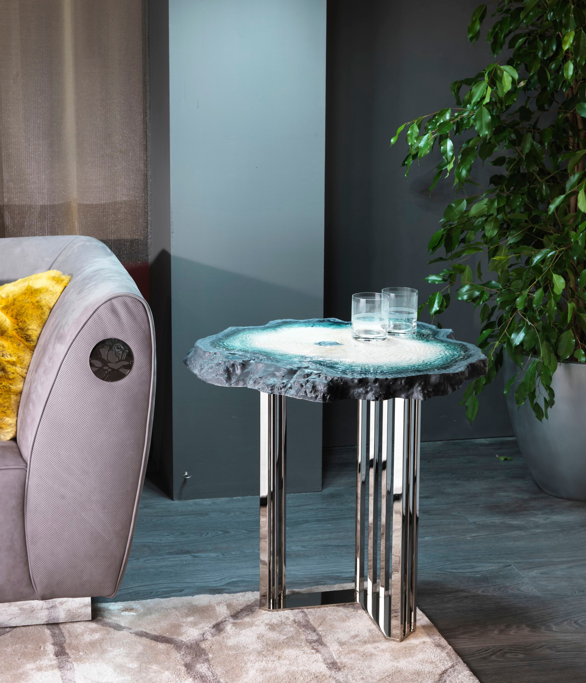 Высокий круглый керамический журнальный столик Bizzotto Italia Symphony-Infinity ARCH-00143573 - Вид №1