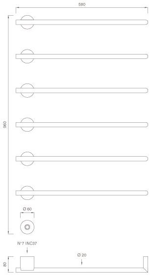 Ceadesign Настенный электрический модульный полотенцесушитель из нержавеющей стали Equilibrio Eqb 16 - Вид №2