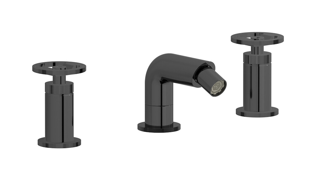 Смеситель для биде на 3 отверстия с донным клапаном WE ARE IB b1393cf Black Chrome Bold