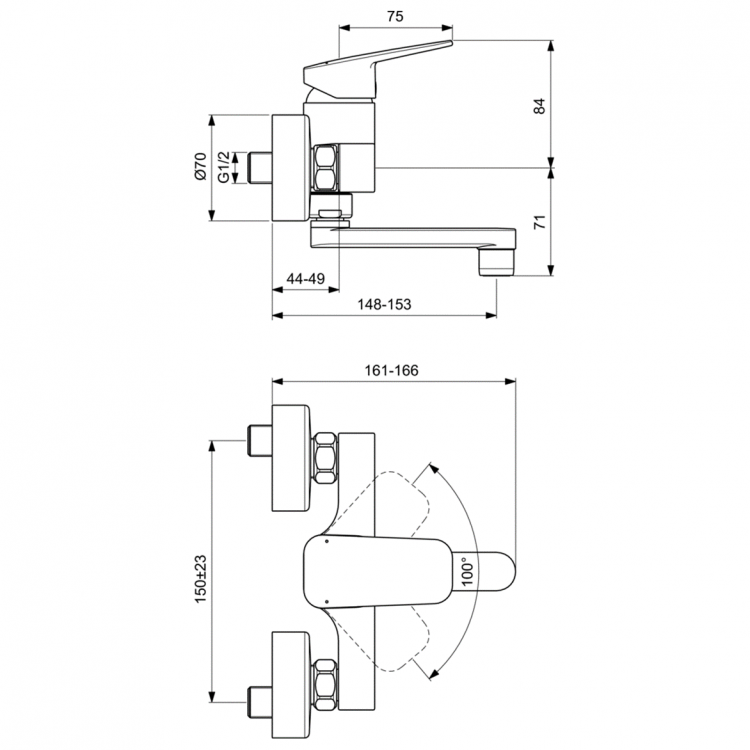 BD241AA Настенный смеситель для раковины Ideal Standard CERAPLAN  - Вид №3
