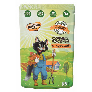 ПР0052004 Корм для кошек Фермерская ярмарка линия Кот Федор сочные кусочки с курицей пауч 85г МНЯМС