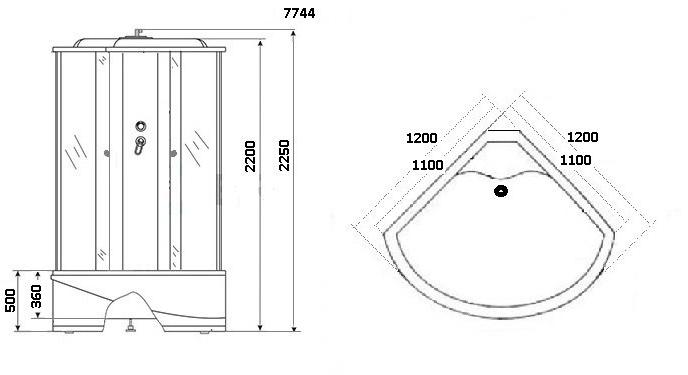 Душевая кабина NG-7744G (1200x1200х2150) высокий поддон стенки ЗОЛОТО Niagara Luxe - Вид №6