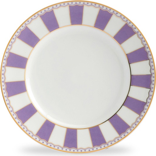 10624207 Noritake Тарелка десертная Noritake "Карнавал" 21см (лавандовая полоска) Фарфор 