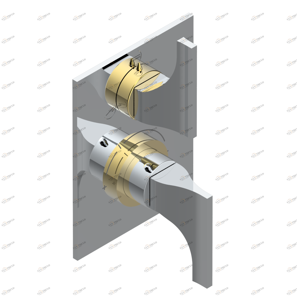 G04-5600BE Ручки регулировки для термостата THG с переключателем на 3 выхода арт.5600AE Thg-paris Pure Хром/золото G04 5600BE CAT.A