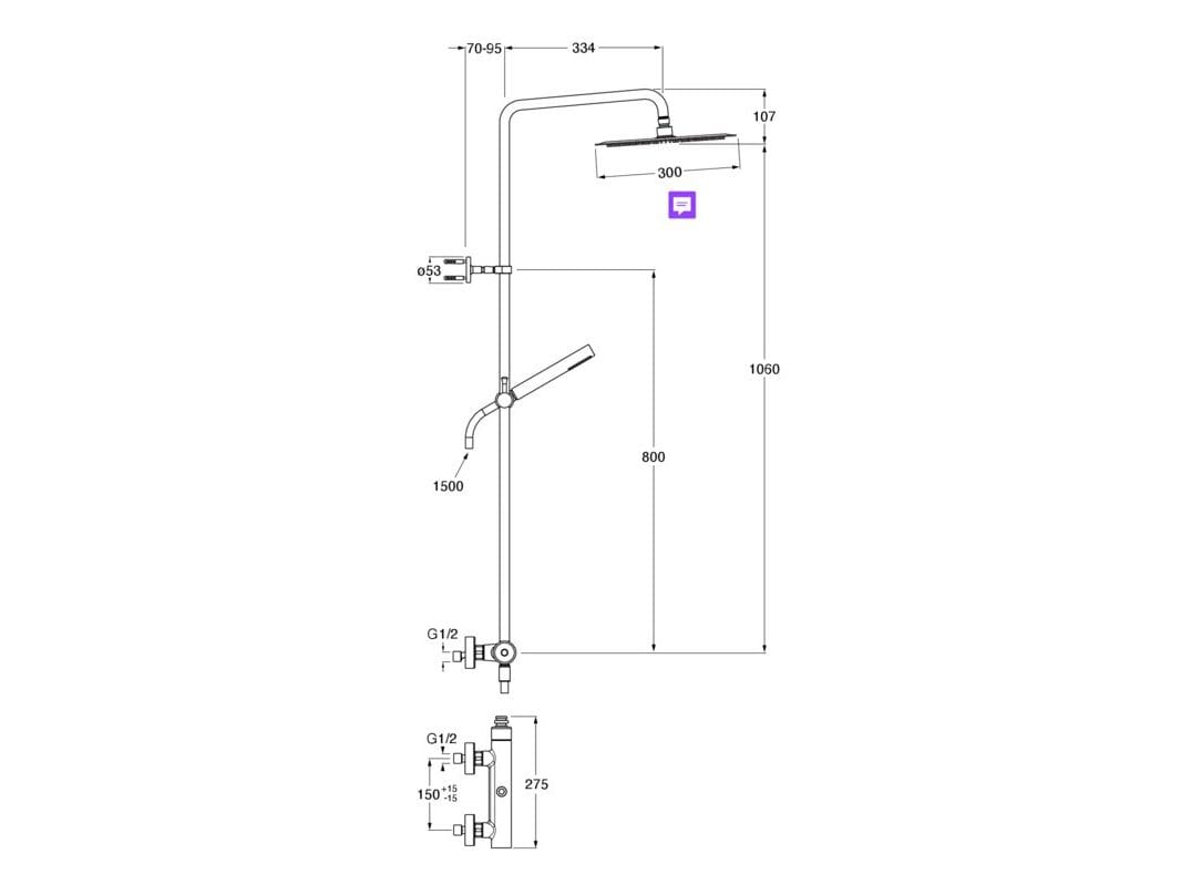 Настенная душевая колонна с ручным душем CRISTINA Rubinetterie Маяк ARCH-00095740 - Вид №2