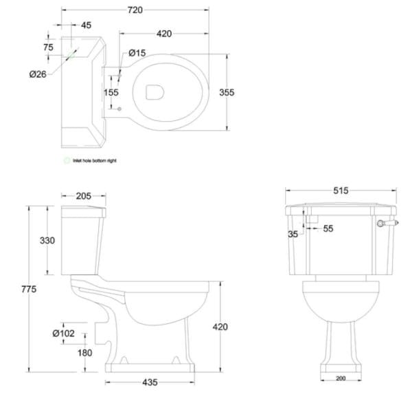 Напольный туалет с внешней кассетой Burlington На заказ ARCH-00062012 - Вид №7