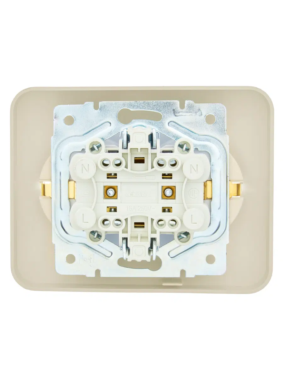 ASTI Розетка двойная с/з ПБТ крем LEZARD 7081-0300-127B - Вид №1