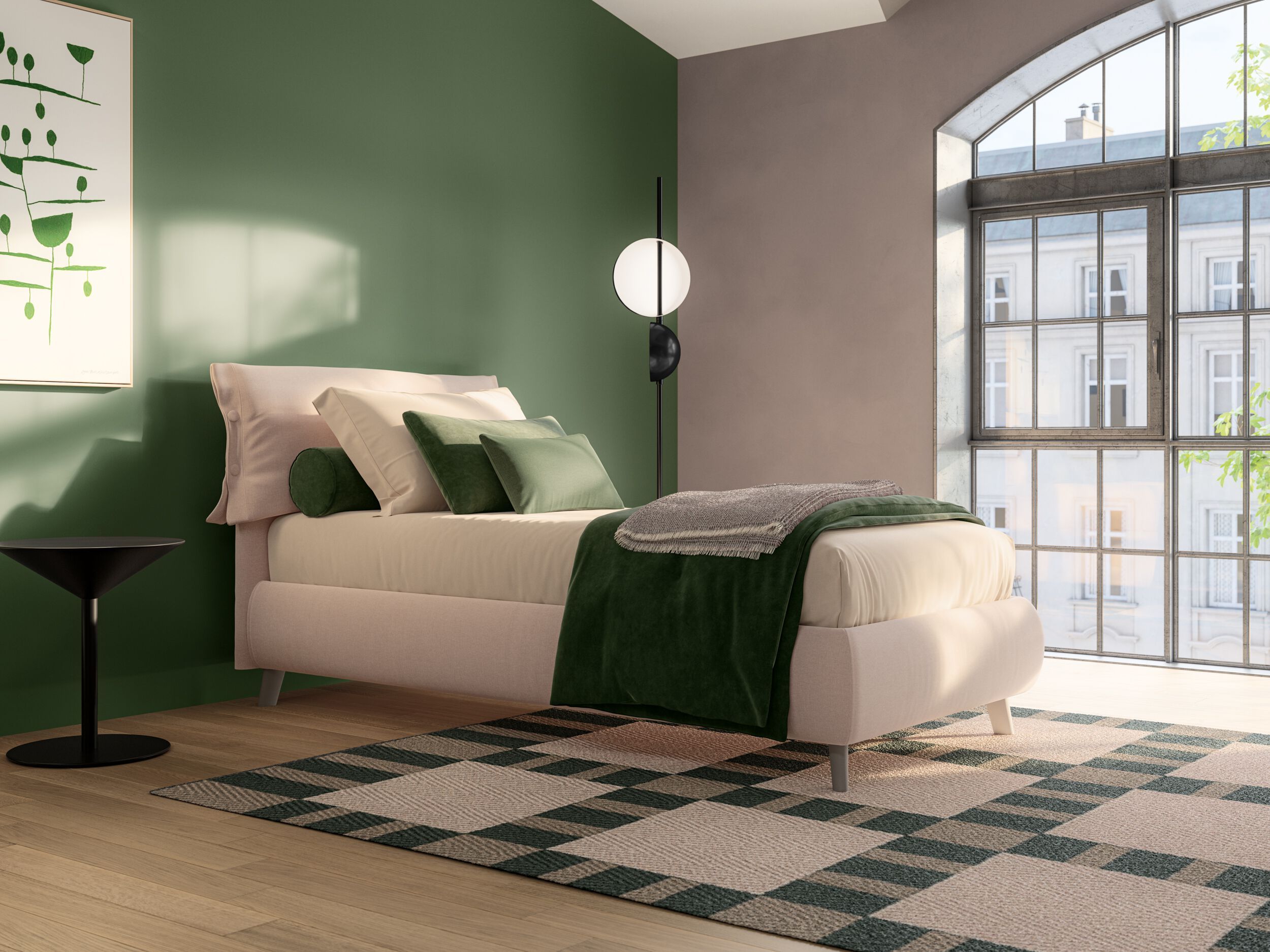 Односпальная кровать с мягким изголовьем Twils GISELLE ARCH-00102217