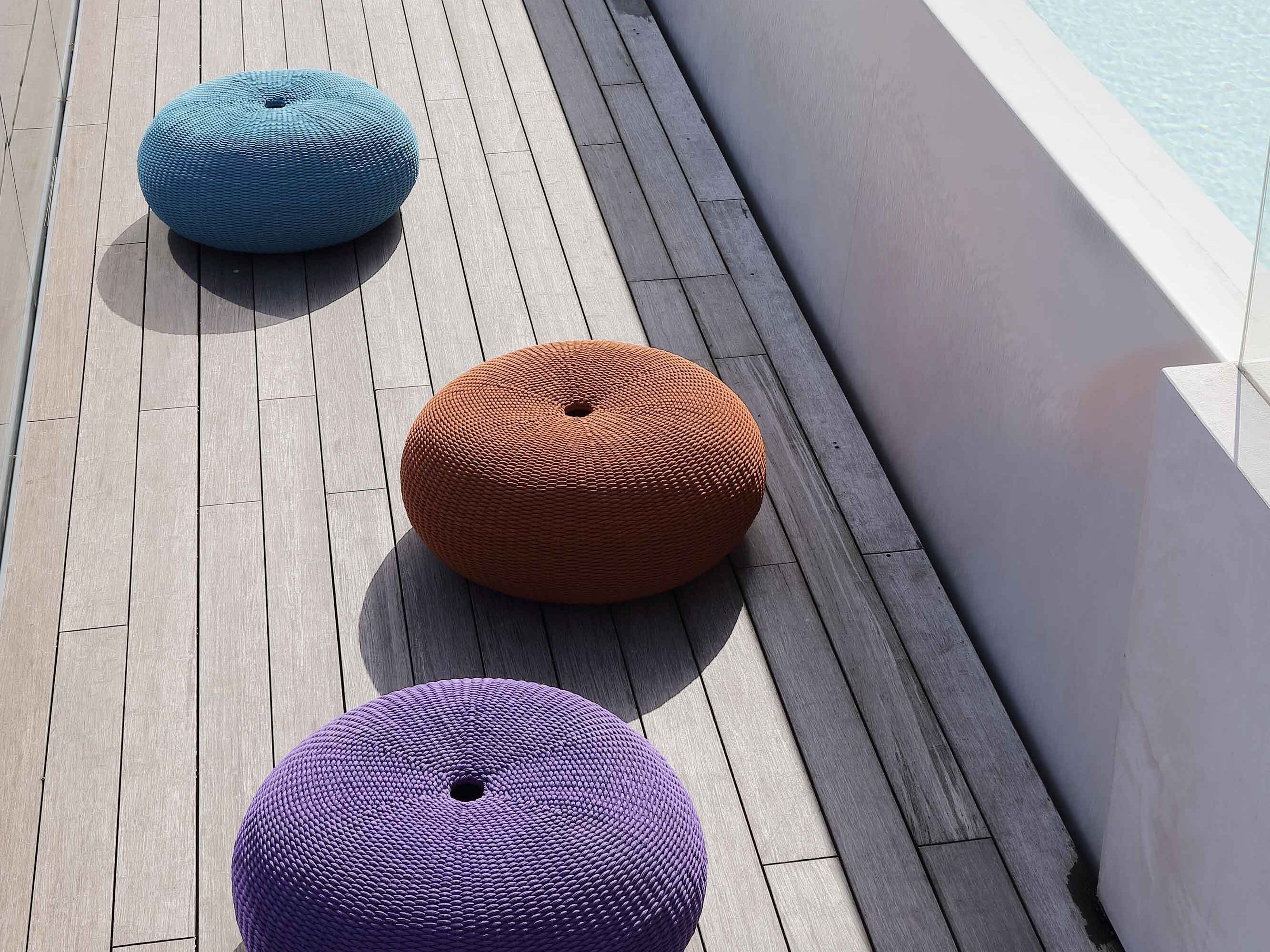 Плетеный алюминиевый круглый садовый пуф Nodo Italia ROUND DONUT ARCH-00124646 - Вид №11