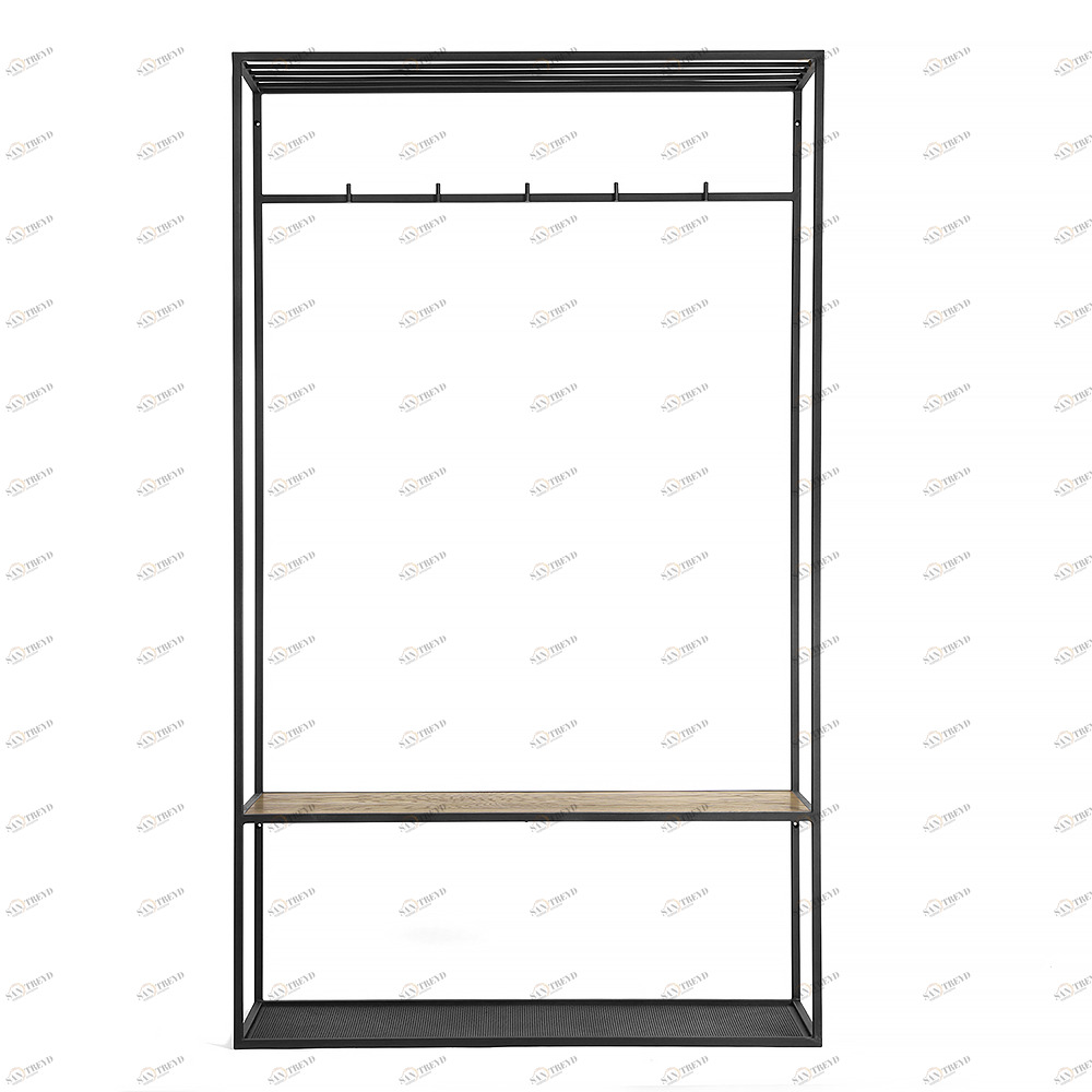 Вешалка в прихожую с полкой черная, темный дуб Hallra black INTELLIGENT DESIGN ВЕШАЛКИ HALLRA 260818 Коричневый;черный 