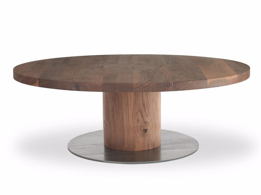 Круглый журнальный столик из массива дерева с железной основой Riva 1920 Boss Executive ARCH-00063848