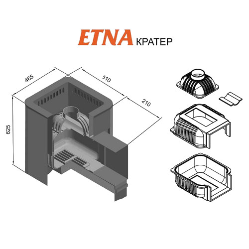 Дровяная печь для бани Этна Кратер 18 (ДТ-4С) 4662 - Вид №1