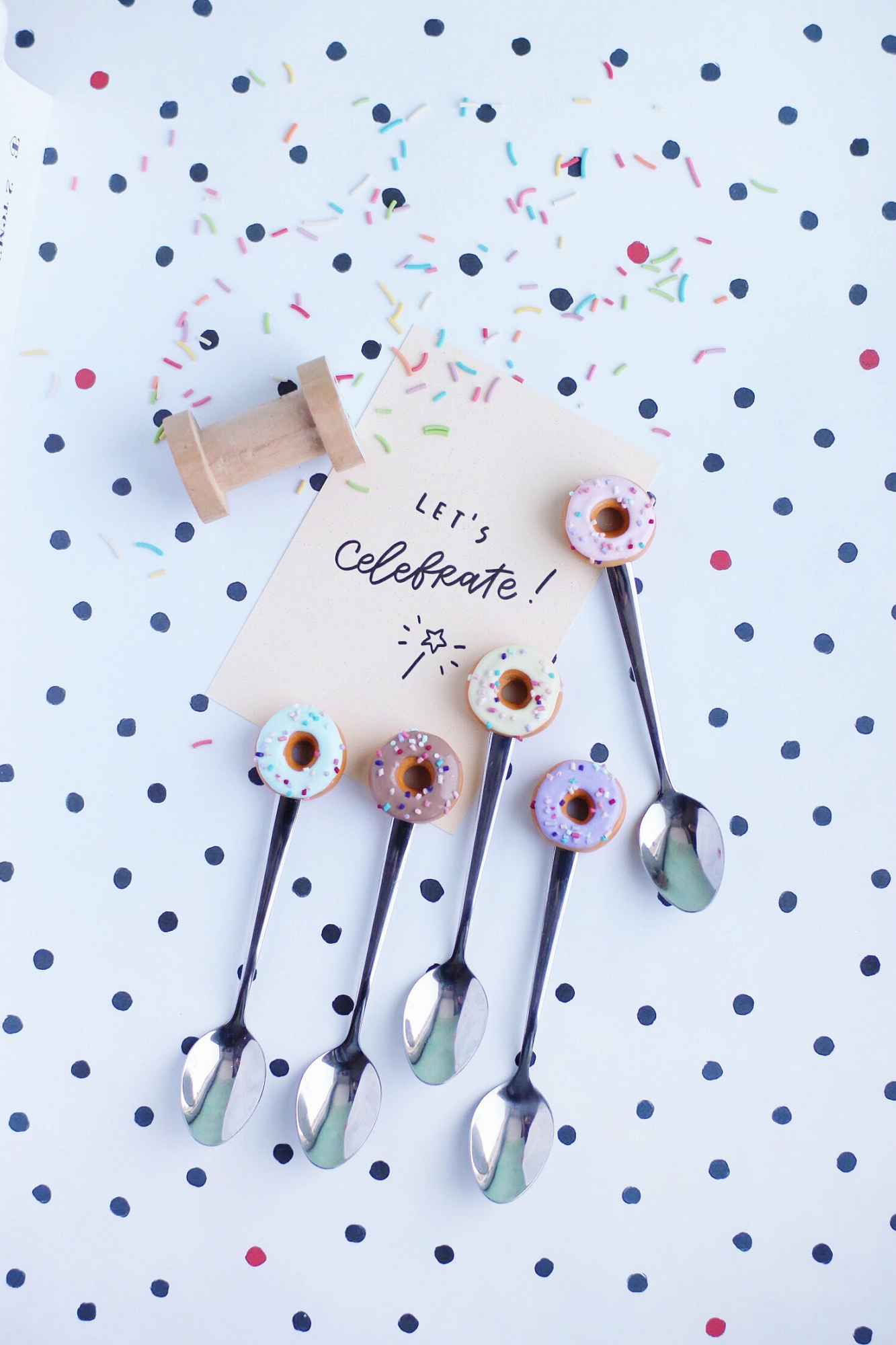 Чайная ложка "Пончик и конфетти" розовая JULS SMALL BAKERY  335358 Розовый Santreyd  - Вид №1