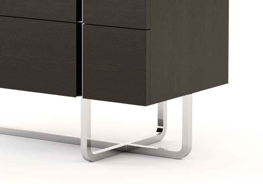 Прямоугольная прикроватная тумбочка из нержавеющей стали и дерева с ящиками Stylish Club His &amp ARCH-00056255 - Вид №4