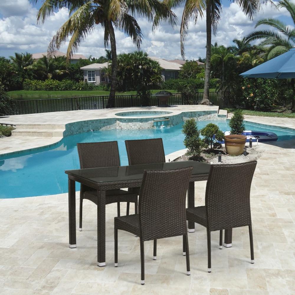 Обеденная группа коричневая, стулья и стол на 4 персоны Pire AFINA  241063 Коричневый  - Вид №1