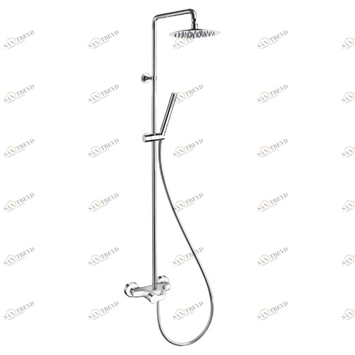 CRIRN409 Внешний смеситель для душа с поворотной трубой на стойке, верхний душ SANDWICH SPECIAL ø20 см, гибкий шланг LONG LIFE и ручной душ против известкового налета со штангой скольжения Cristina Rubinetterie 