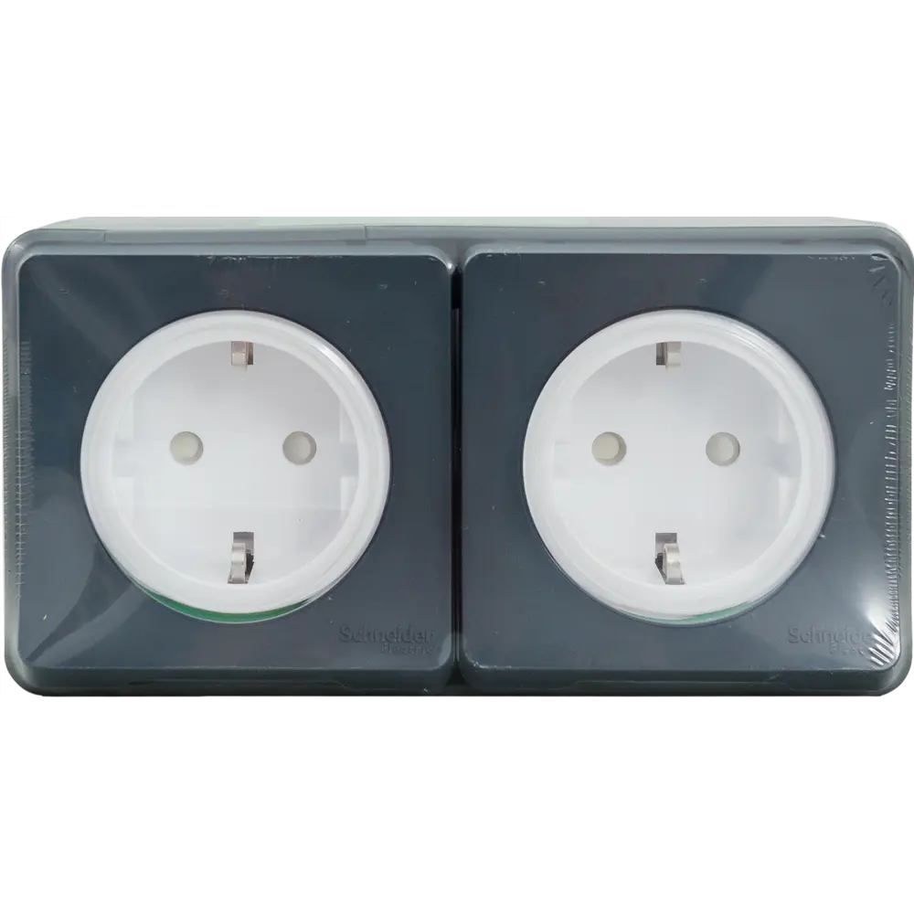 Розетка двойная накладная влагозащищённая Schneider Electric Mureva Styl с заземлением с крышкой и шторками IP55 антрацит 82307251 STLM-2078985 - Вид №5