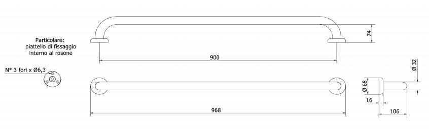 Фиксированная ручка для ванной комнаты из нержавеющей стали Thermomat нержавеющая сталь ARCH-00067861 - Вид №5