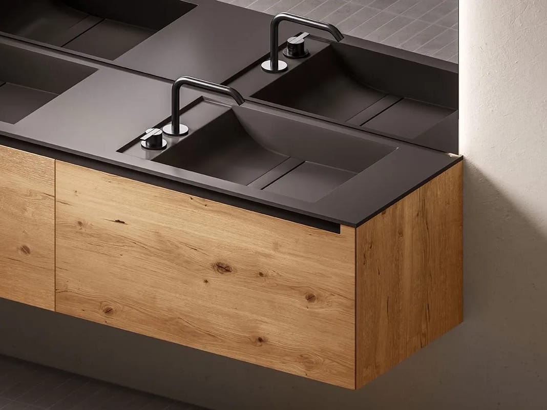 Деревянный подвесной двойной умывальник с ящиками Inbani слой ARCH-00089416 - Вид №5