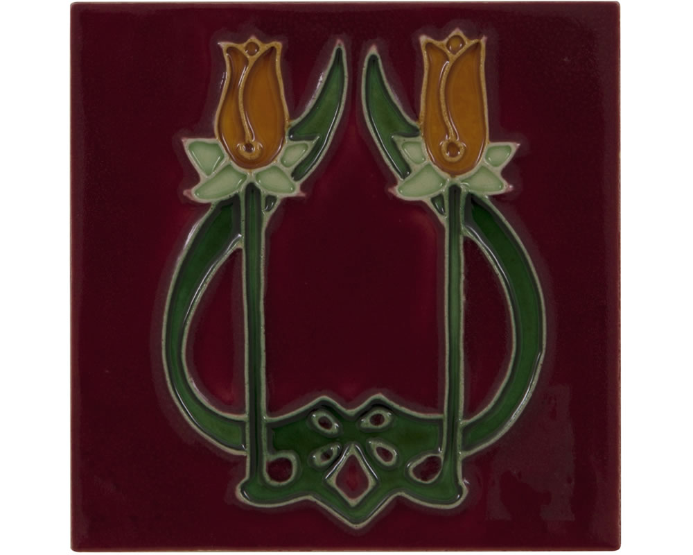 LGC085 Набор из 10 оранжевых тюльпанов на красных плитках Сarronheating  - Вид №1