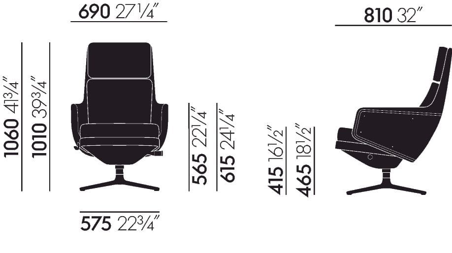 Кожаный спиц кресло с подголовником VITRA Grand Relax ARCH-00138583 - Вид №10