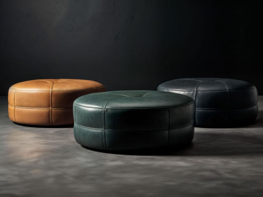 Круглый кожаный пуф Wayne Enterprises Home Collection WE-147 ARCH-00020263