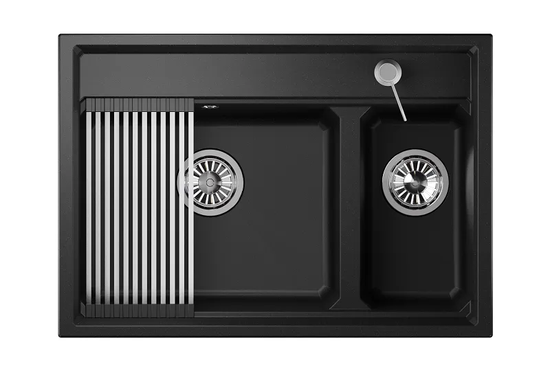 KS-7302, ЧЁРНЫЙ кухонная мойка, кварц GRANULA 7302-ST334 - Вид №1