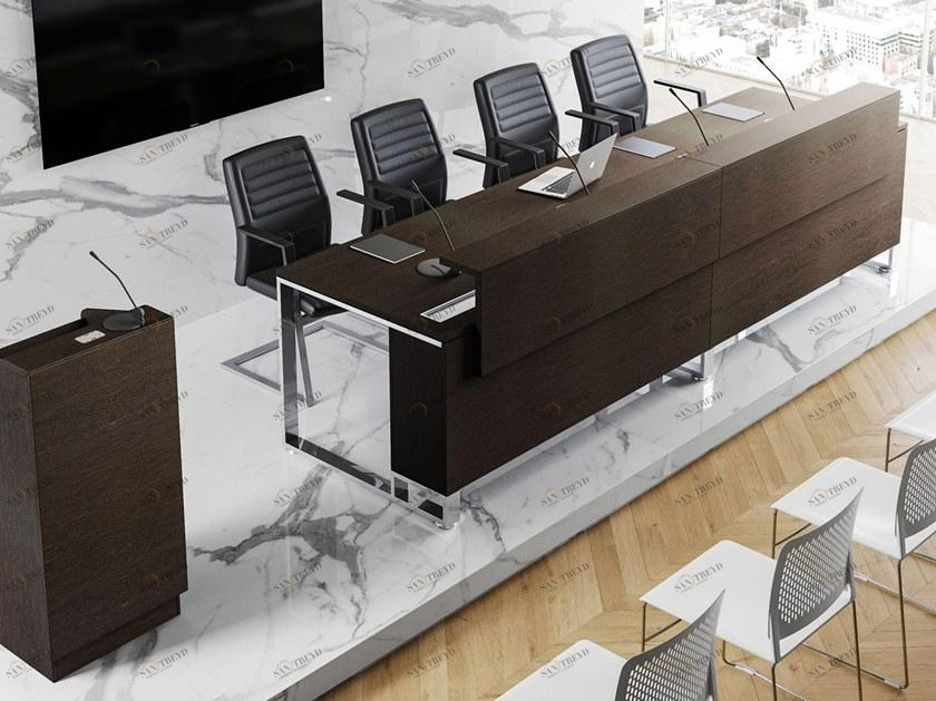 Las Mobili Прямоугольный деревянный стол для переговоров с системой управления кабелями I-meet sun-id-1401831