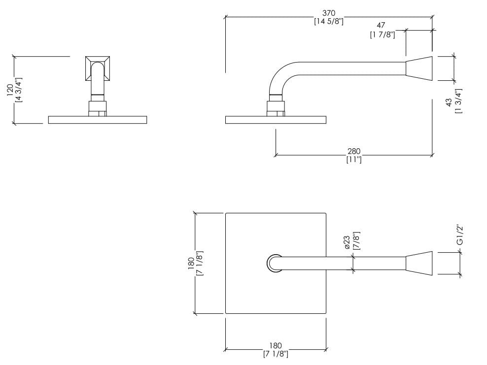 Латунная настенная душевая головка с кронштейном Devon&Devon Time ARCH-00006797 - Вид №2
