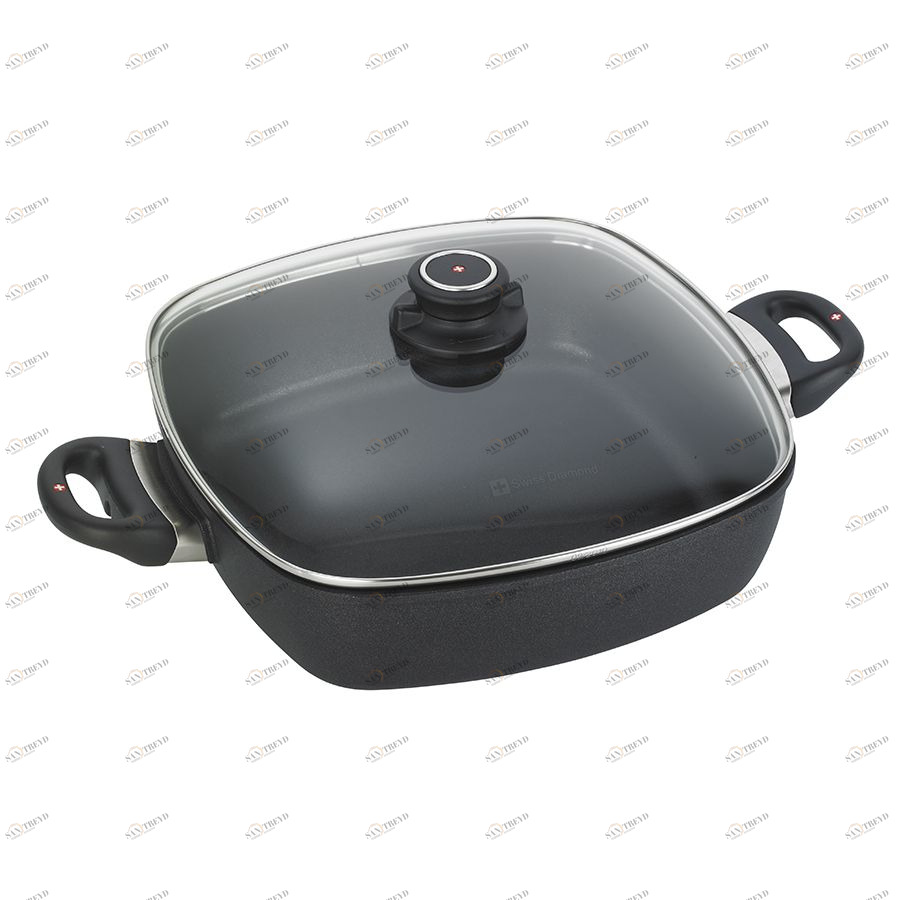 Сотейник индукционный Swiss Diamond со стеклянной крышкой, квадратный, две ручки, 28х28 см XD66282IC