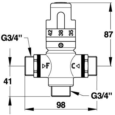 Термостатический смесительный клапан Presto 29003 5 - 43 л/мин 29003.0 - Вид №1
