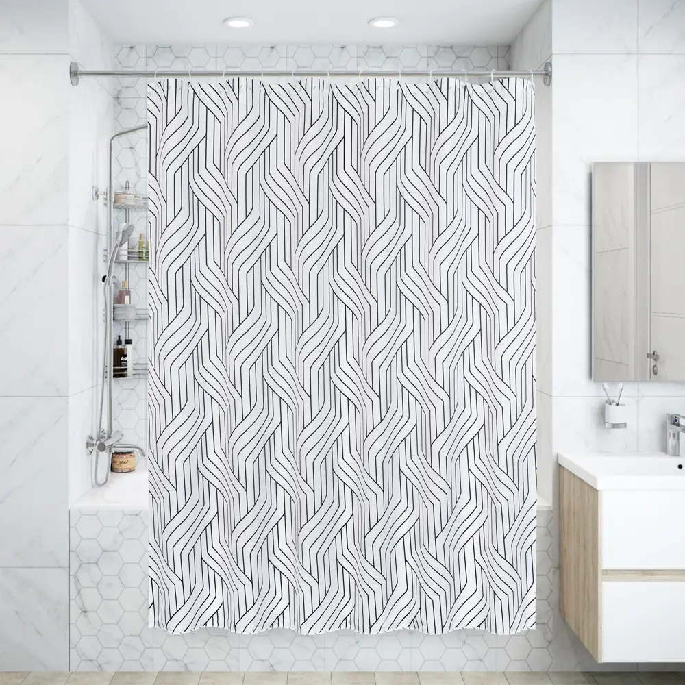 BATH PLUS Штора для ванной Charme с геометрическим узором 180×180 см 82360089 Track STLM-0025378