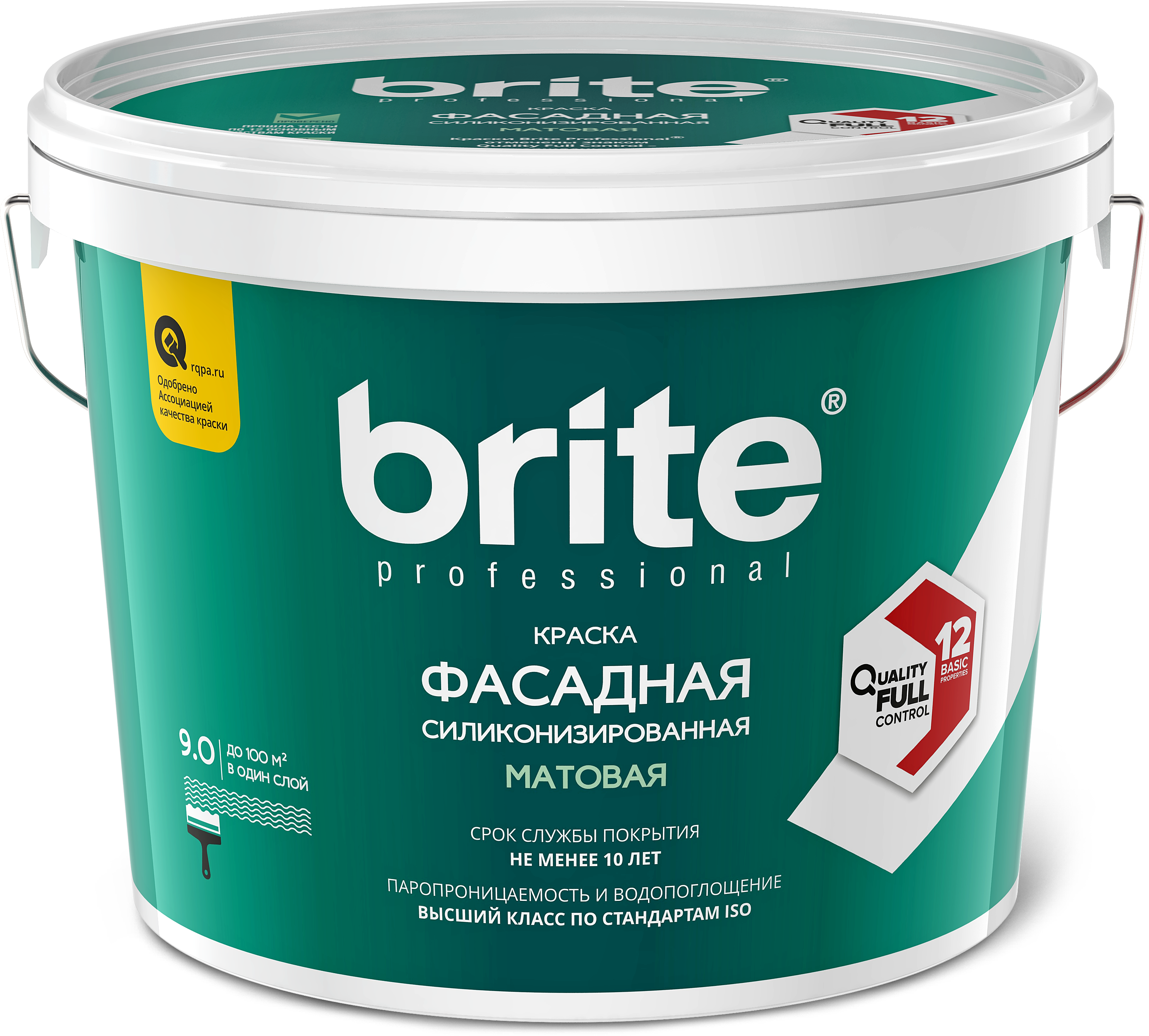 90223543 Краска акриловая Professional фасадная силиконизированная белая матовая 9 л. STLM-0138209 BRITE