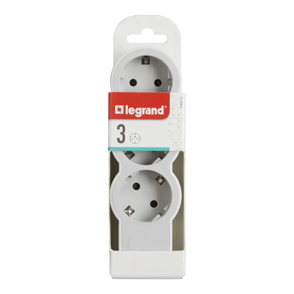 Колодка для удлинителя Legrand Стандарт 3 розетки с заземлением 3680 Вт цвет белый/серый 88499625 STLM-2116148  - Вид №3