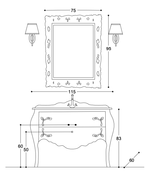 Напольная двойная раковина с ящиками Gaia Mobili Classic ARCH-00036019 - Вид №2