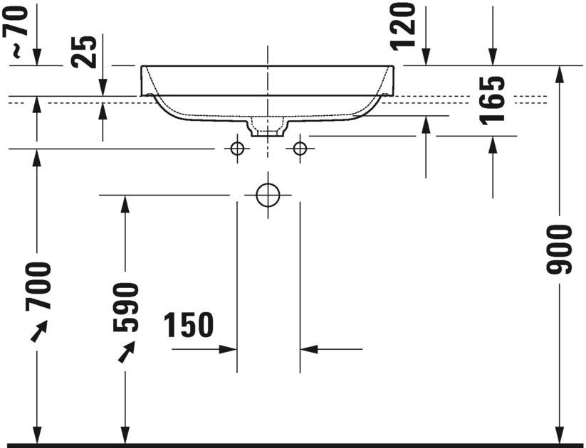 235960 Накладная раковина на столешницу  овальная Duravit Happy D.2 Plus - Вид №3