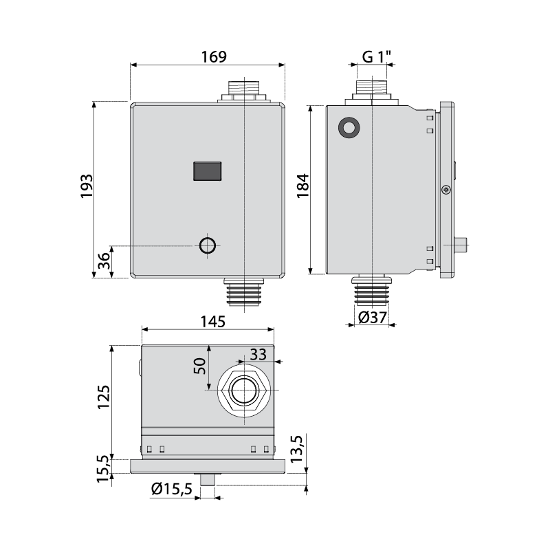Устройство автоматического смыва для унитаза с возможностью мануального смыва, металл, 6 B (подключение к аккумулятору) ALCAPLAST ASP3KBT - Вид №1