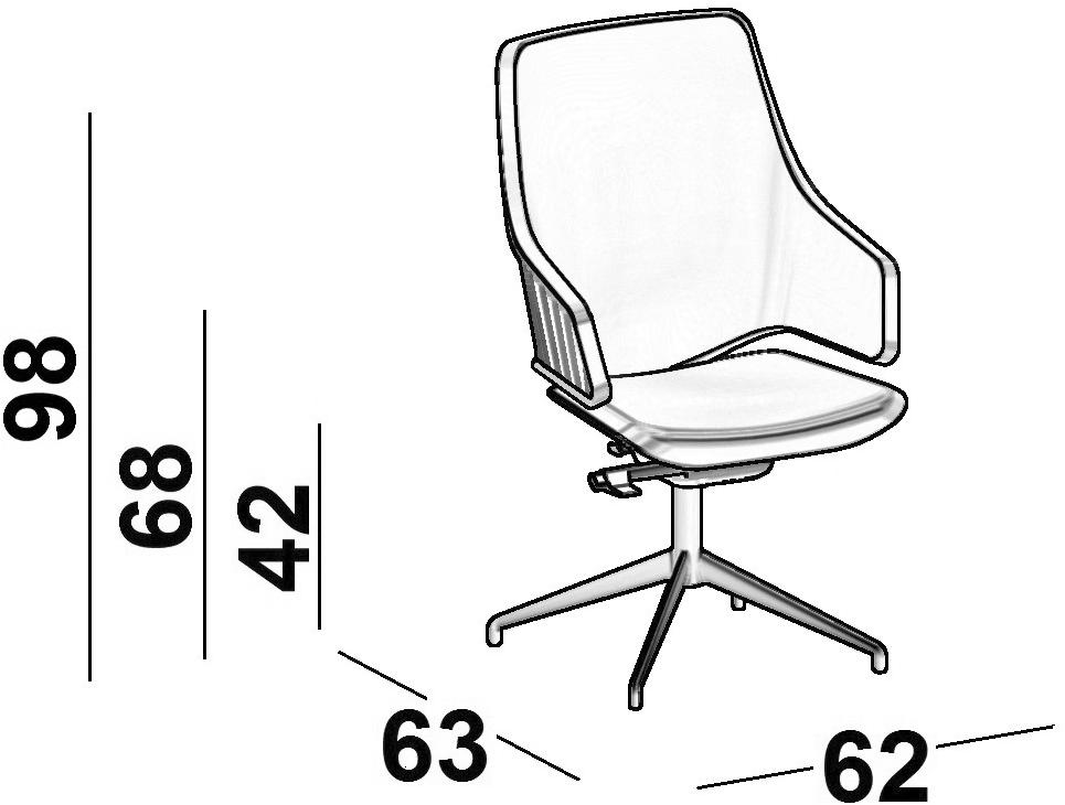 Luxy Регулируемый по высоте стул с 4 спицами для залов ожидания Italia sun-id-1460403 - Вид №6
