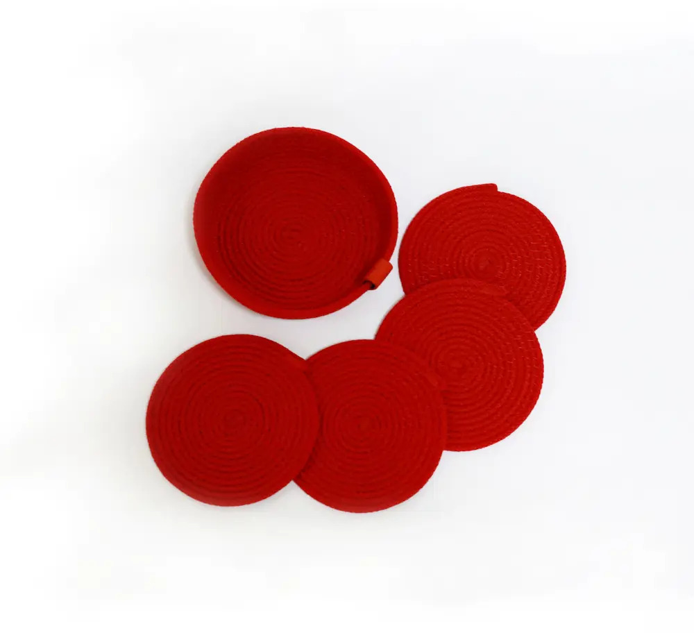 91622021 Комплект подставок под горячее 4 шт Olala Home 1212REDSET 12x12 см хлопок цвет красный STLM-0887000