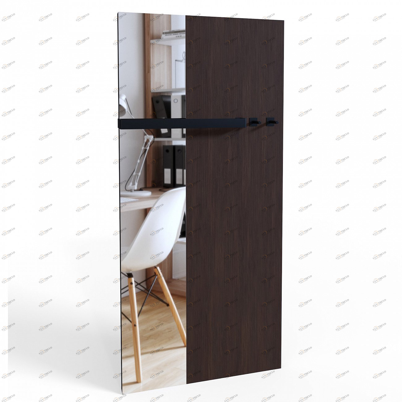 Зеркало настенное с панелью с полкой и крючками 260х105 см темно-коричневое Duo BRAGIN DESIGN TUBE 00-3862377 Коричневый