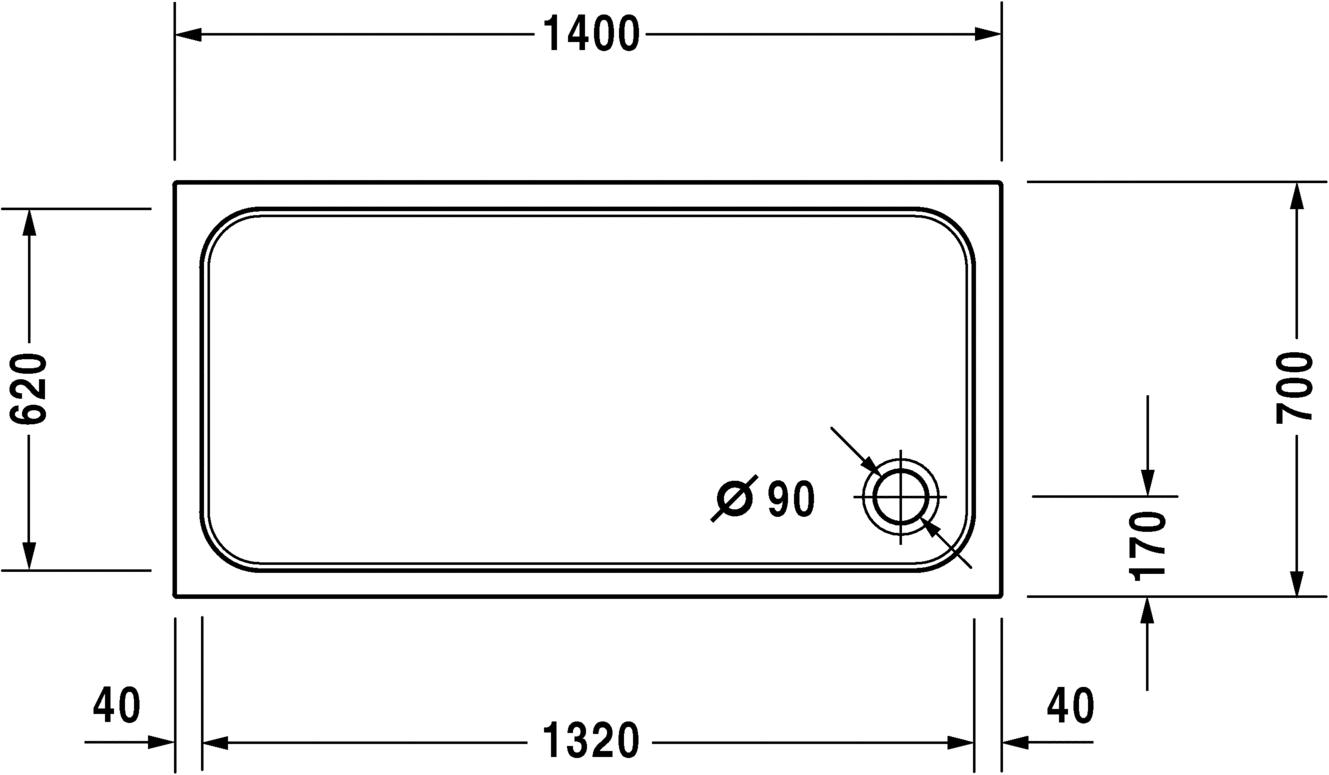 Duravit Поддон для душа прямоугольный из акрила D-code 720095000000000 - Вид №2