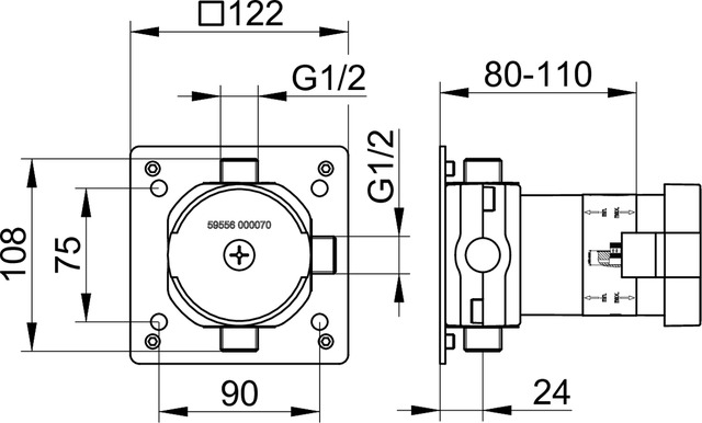 59556000070 Встраиваемая функциональная часть для переключателя на 2 потребителя DN 15 KEUCO IXMO - Вид №2