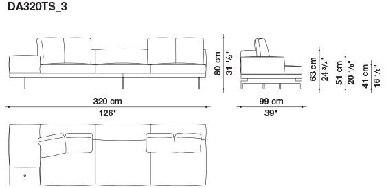 B&B Italia 3-х местный тканевый диван с шезлонгом Dock sun-id-1355318 - Вид №125