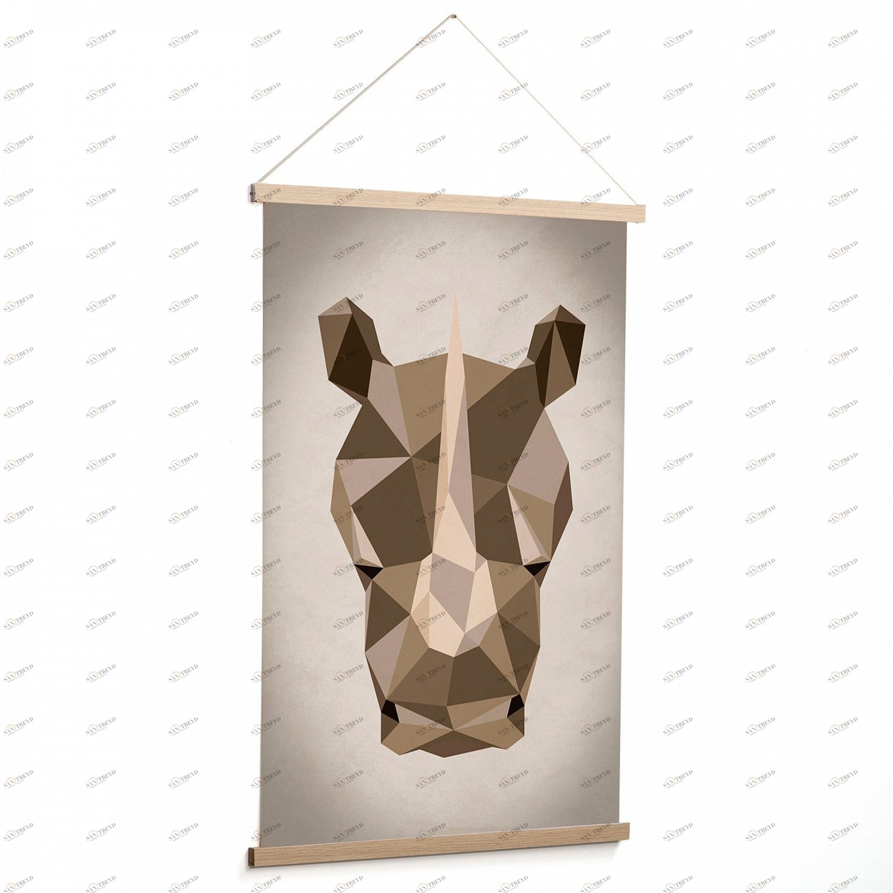 Картина на холсте 90х60 см Nomand Rhino от La Forma LA FORMA NOMAND 343089 Белый;коричневый 