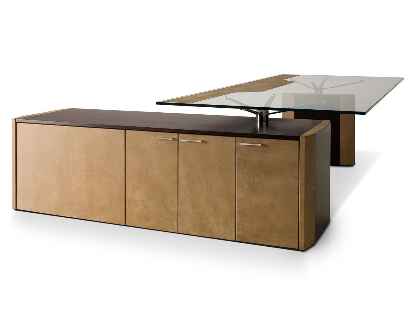 Стеклянный направленный угловой стол с ящиками i 4 Mariani De_Symetria ARCH-00065663
