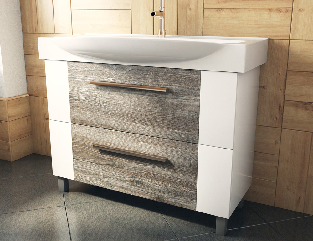 Тумба с раковиной Leo 1050 (Элвис)1050⨉520⨉820 мм сонома темный Santreyd sun-id-664510 - Вид №1