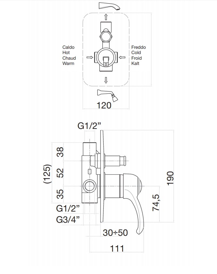 47OO5134 Смеситель для душа , золото Fiore JAFAR  - Вид №2
